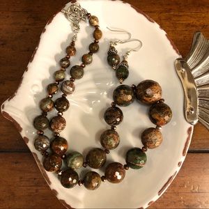 Jasper Necklace & Earrings with Toggle Clasp